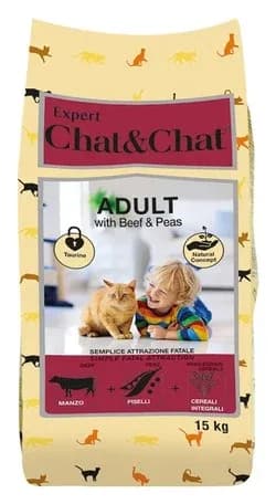 Chat & chat dry food For Adult Cat with Beef & Peas 14 kg