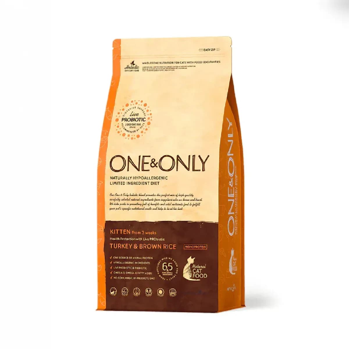 One And Only dry food for cat kitten with Turkey and rice (2Kg/400G)